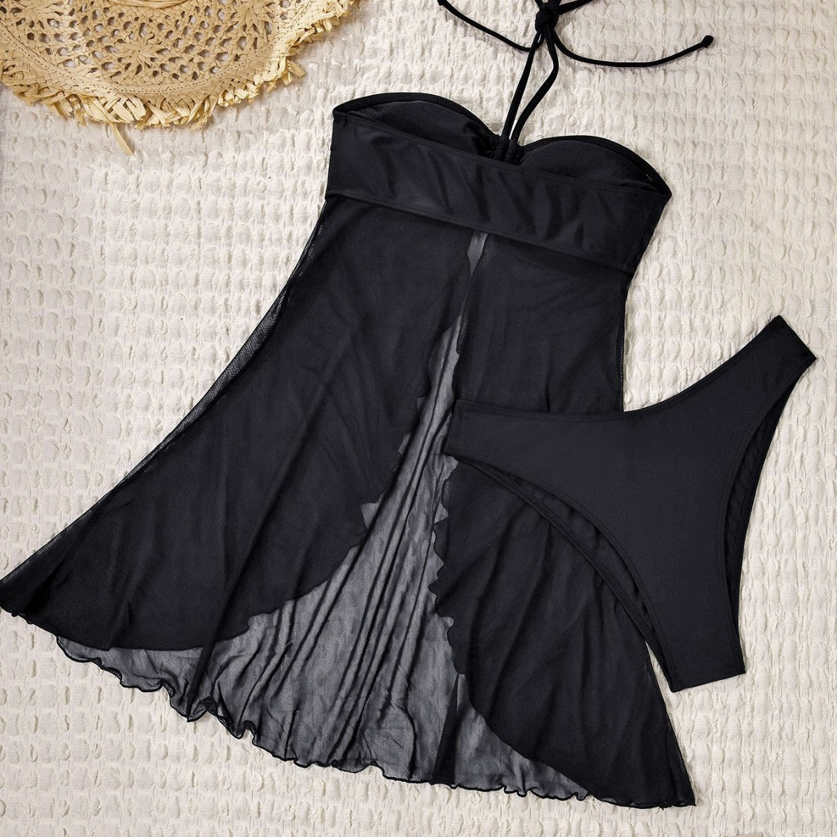 Women's Swimwear with Flowing Skirt and Lined Top