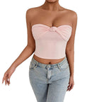 Women's Bandeau Crop Top with Knot Design