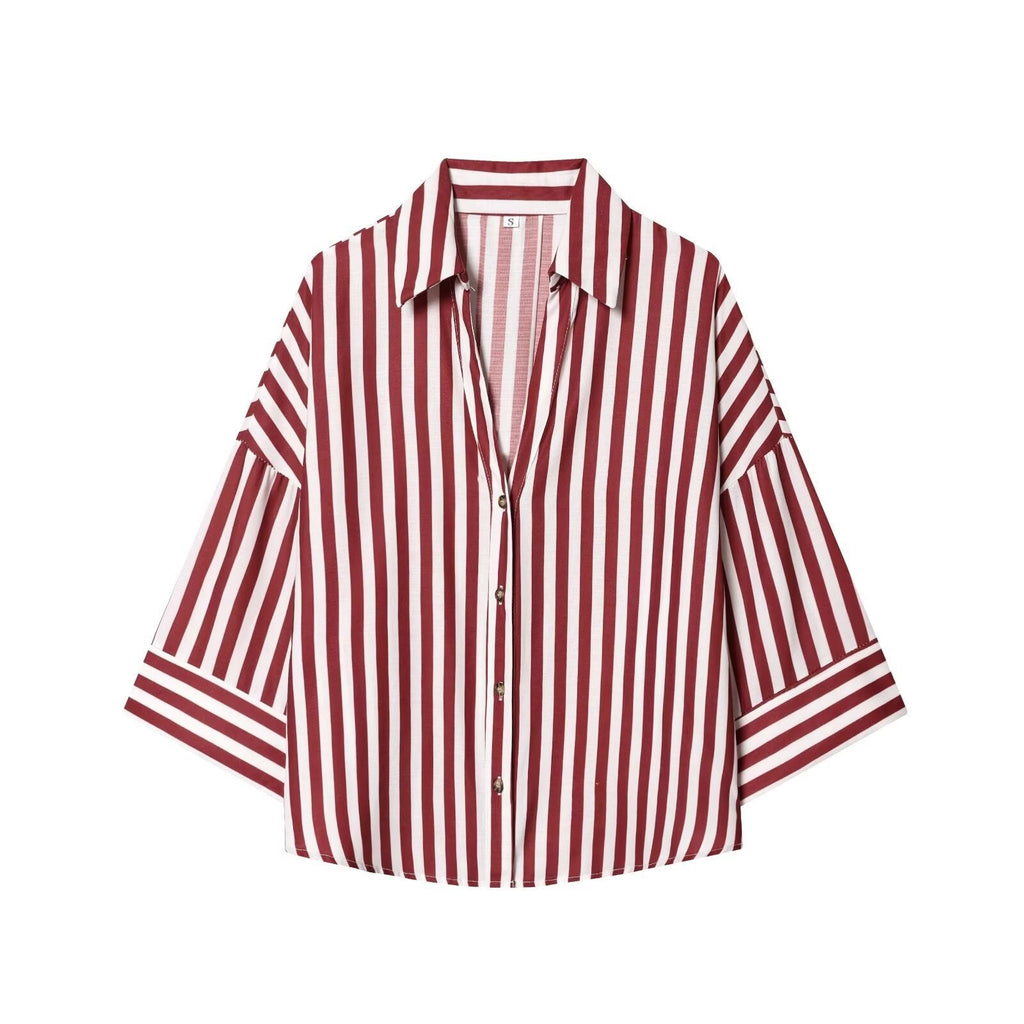Women's Shirt Blouse with Casual Cut and Elegant 3/4 Sleeves