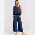 Women's Casual Peplum Jumper with Wide-Leg Pants