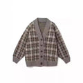 Women's Patterned Cardigan with Button Placket and V-Neck