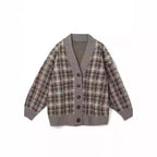 Women's Patterned Cardigan with Button Placket and V-Neck