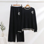 Casual Knit Loungewear Set with Contrast Details