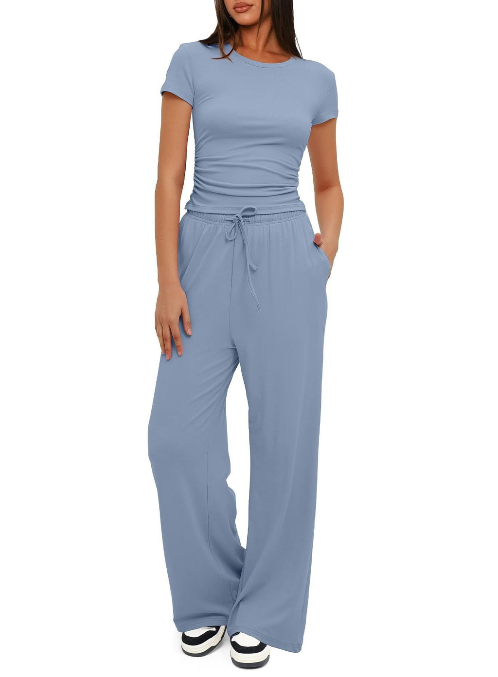 Women's Casual Lounge Set with Wide Top and Comfortable Trousers