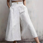 Women's High-Waisted Striped Culottes