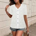 Women's Embroidered Lace-Trim Blouse