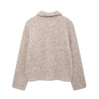 Women's Elegant Wool Jacket with Decorative Flower Buttons