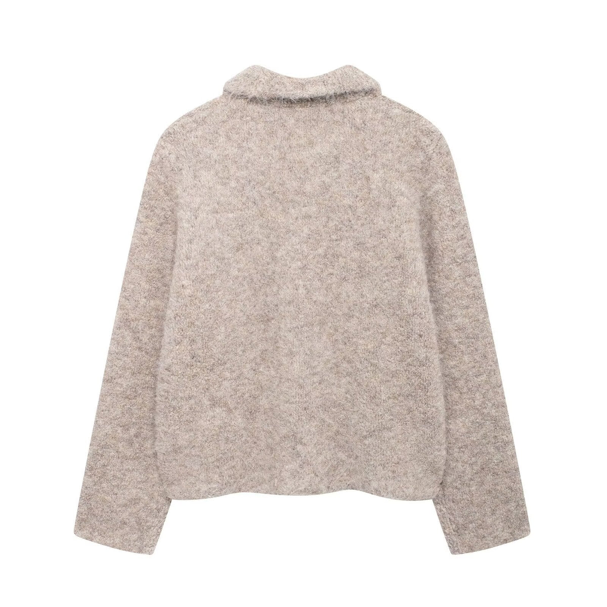 Women's Elegant Wool Jacket with Decorative Flower Buttons