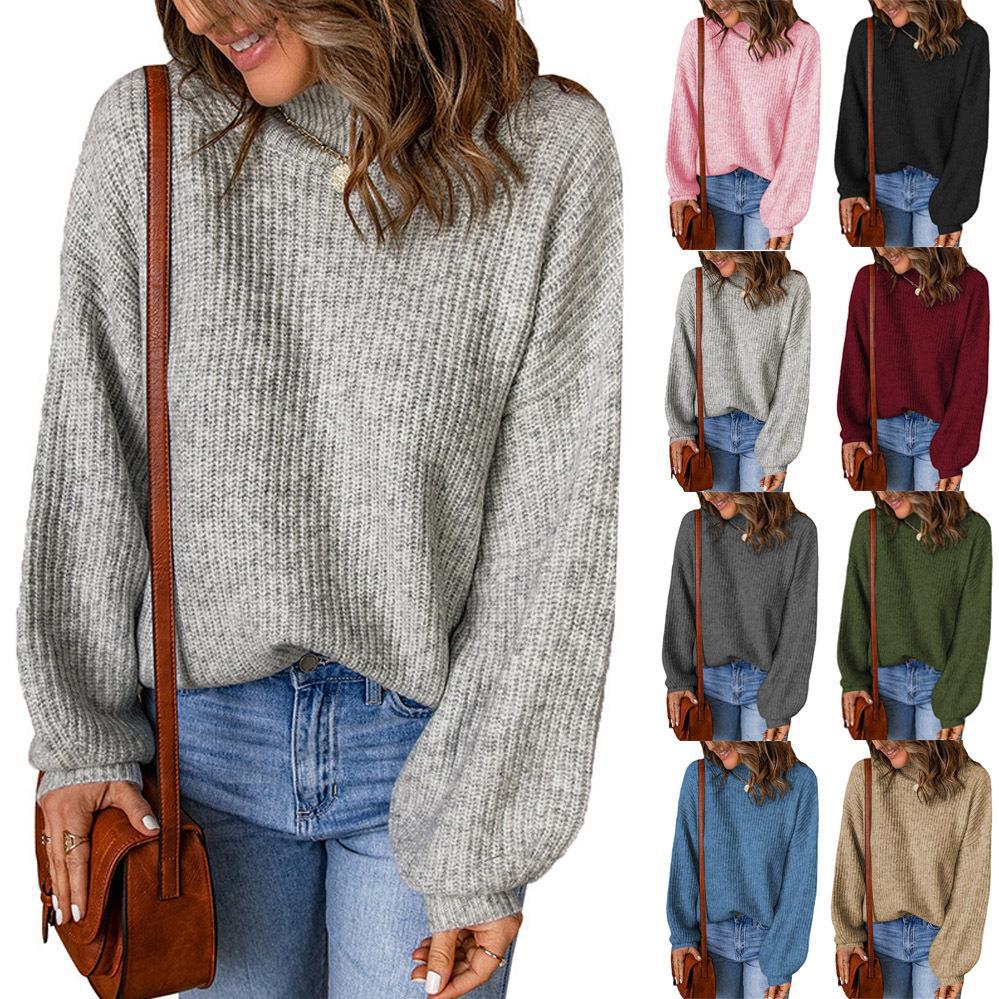 Women's Chunky Knit Sweater with Relaxed Fit and Wide Sleeves