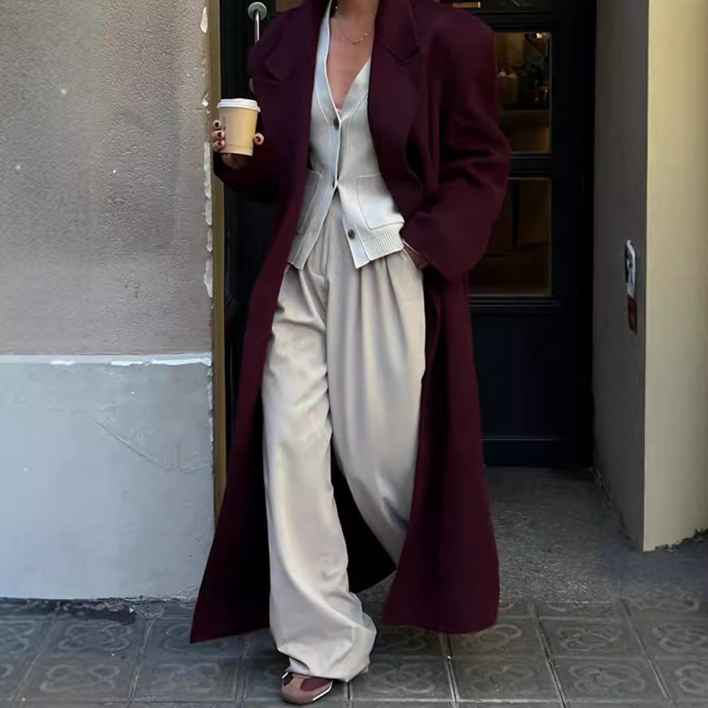 Women's Elegant Double-Breasted Wool Coat