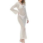 Elegant Crochet Beach Cover-Up with V-Neck