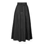 Women's Long Skirt with Swinging Ruffles and Elastic Waistband