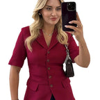 Elegant Women's Short Jacket with Gold Button Details
