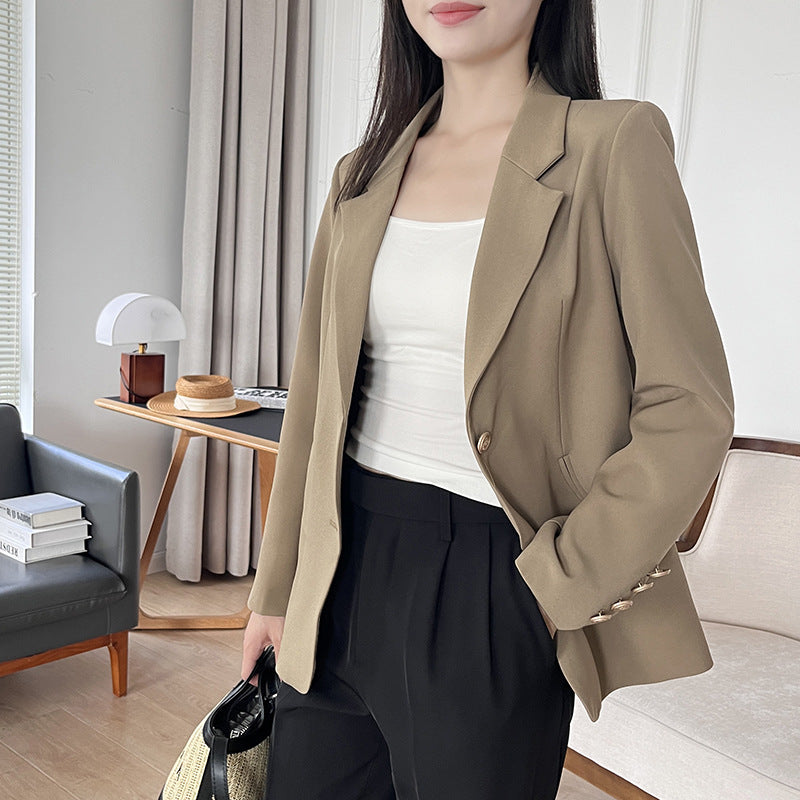 Women's Elegant Structured Blazer Jacket with Pockets
