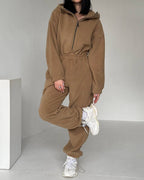 Women's Fleece Jogging Suit with Half Zipper