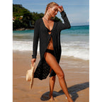 Elegant Boho-Style Crochet Beach Kimono with Deep V-Neck