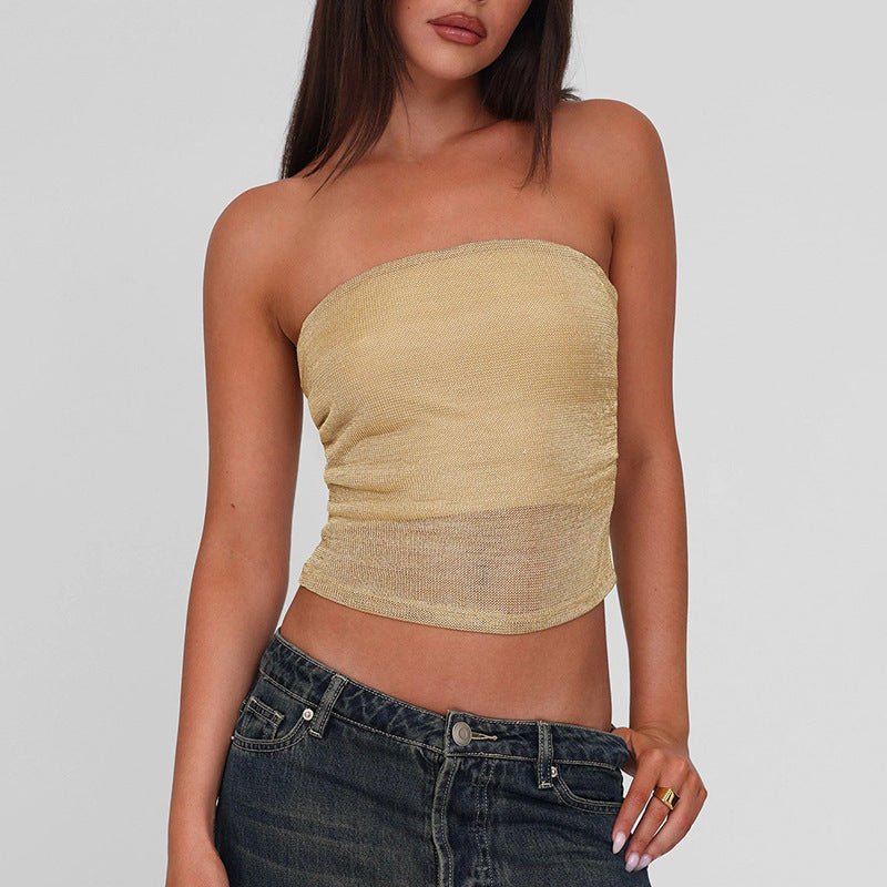Women's Bandeau Top in Textured Elastic Fabric