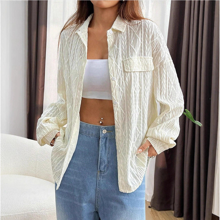 Casual Jacquard Pattern Blouse