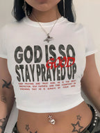 Women's Crop T-Shirt with Creative Comic Motif