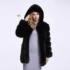 Women's Fluffy Faux Fur Wrap with Hood