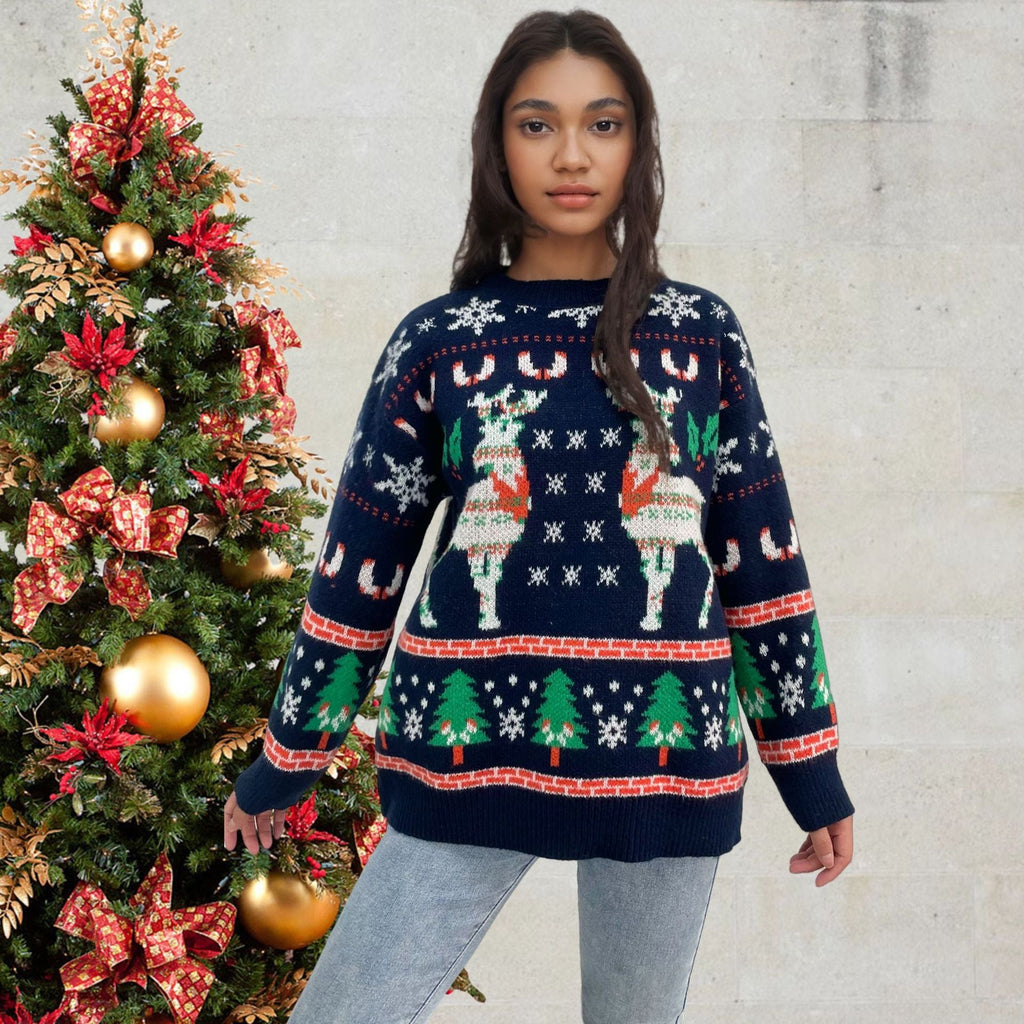 Women's Festive Knit Sweater with Holiday Motif