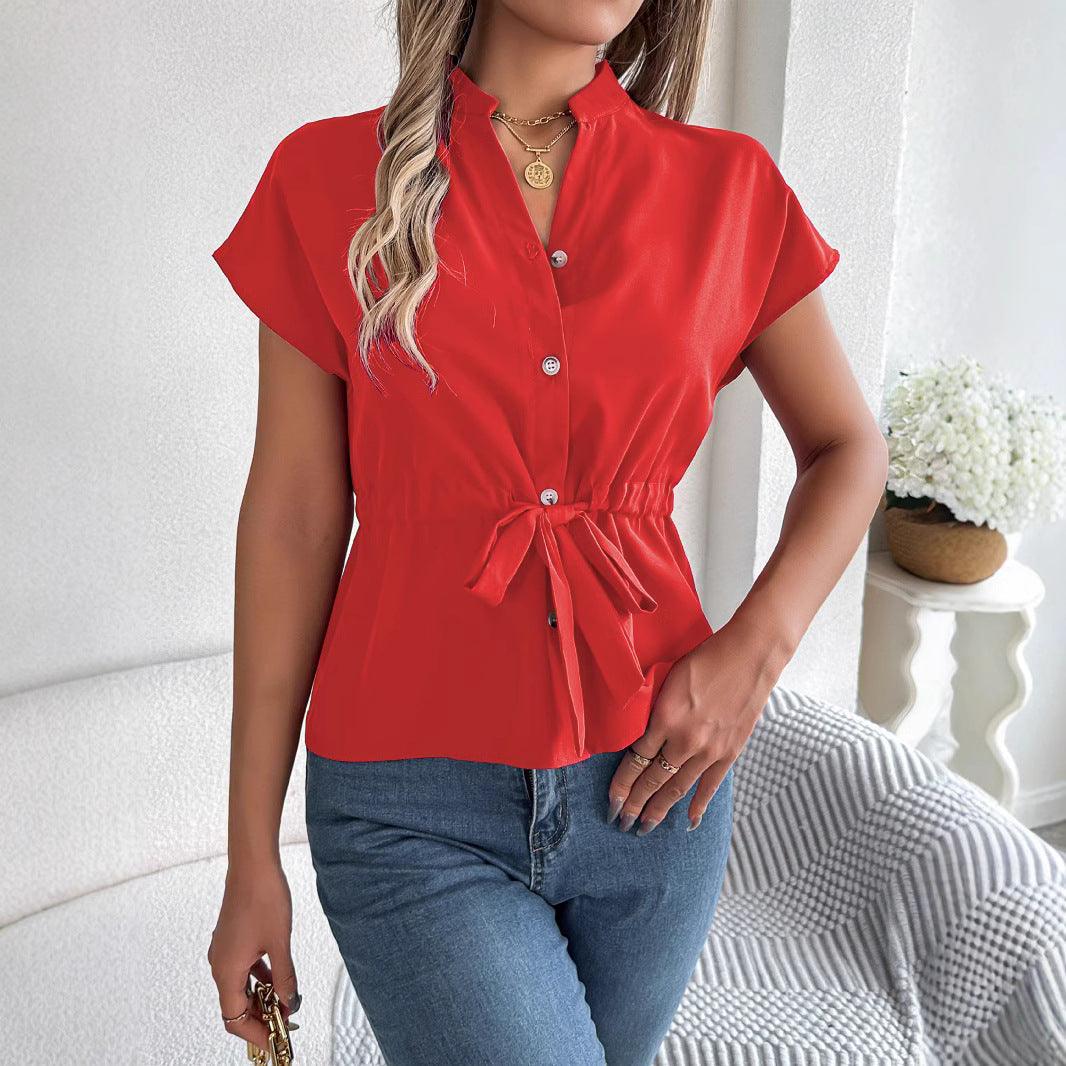 Women's Fitted Short-Sleeve Blouse