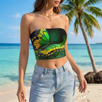 Women's Floral Bird Print Bandeau Top