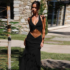 Elegant Two-Piece Maxi Outfit with Sophisticated Wrap Design