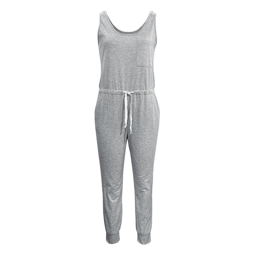Casual Women's Overall with Pockets and Elastic Waist