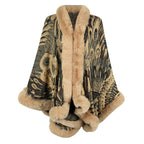 Women's Luxurious Poncho with Decorative Fleece Trim