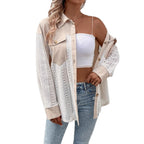Elegant and Casual Knit Jacket with Lace Details