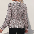 Women's Blouse with Ruffle Details and Smocked Waist