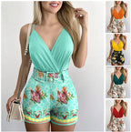 Women's Floral Jumpsuit with Wrap Neckline