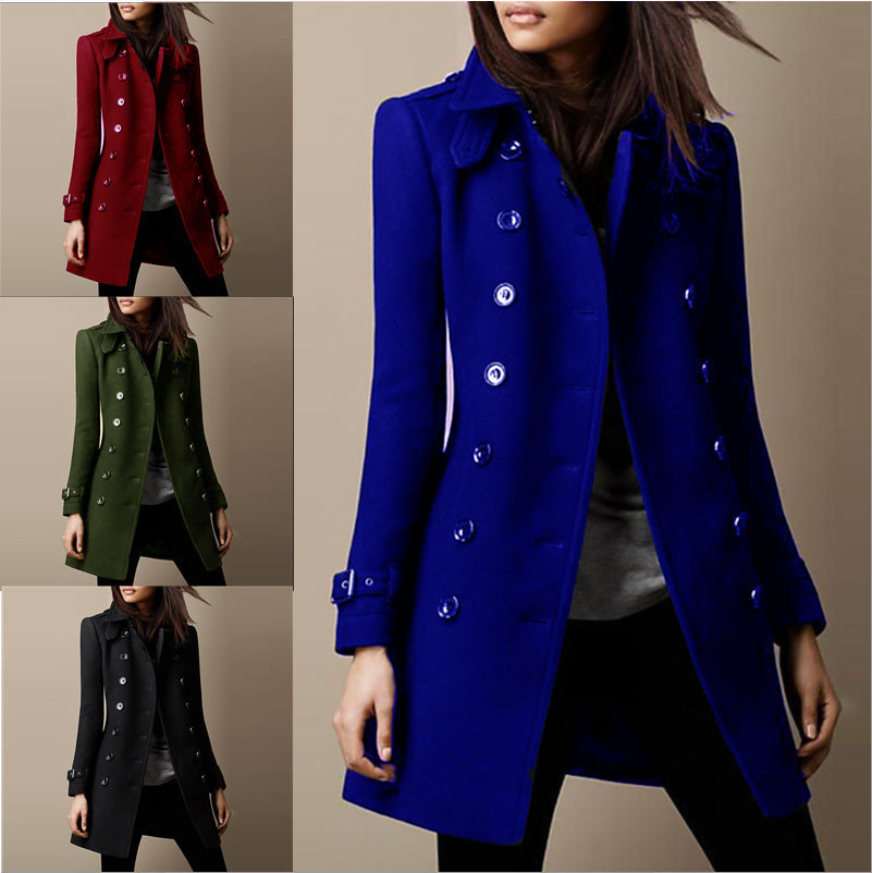 Elegant Transitional Coat with Double-Breasted Button Front