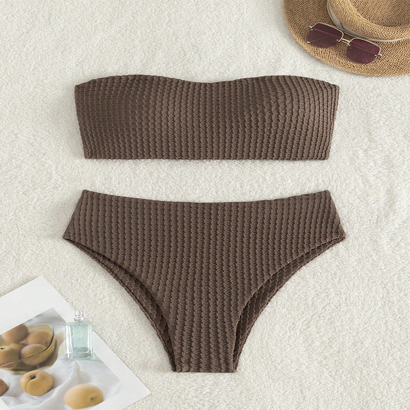 Women's Bandeau Bikini with High-Cut Leg and Lace-Up Detail