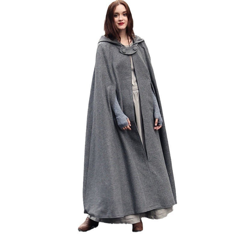 Women's Elegant Hooded Cape with Adjustable Closure