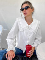 Women's Blouse with Large Lace Inserts