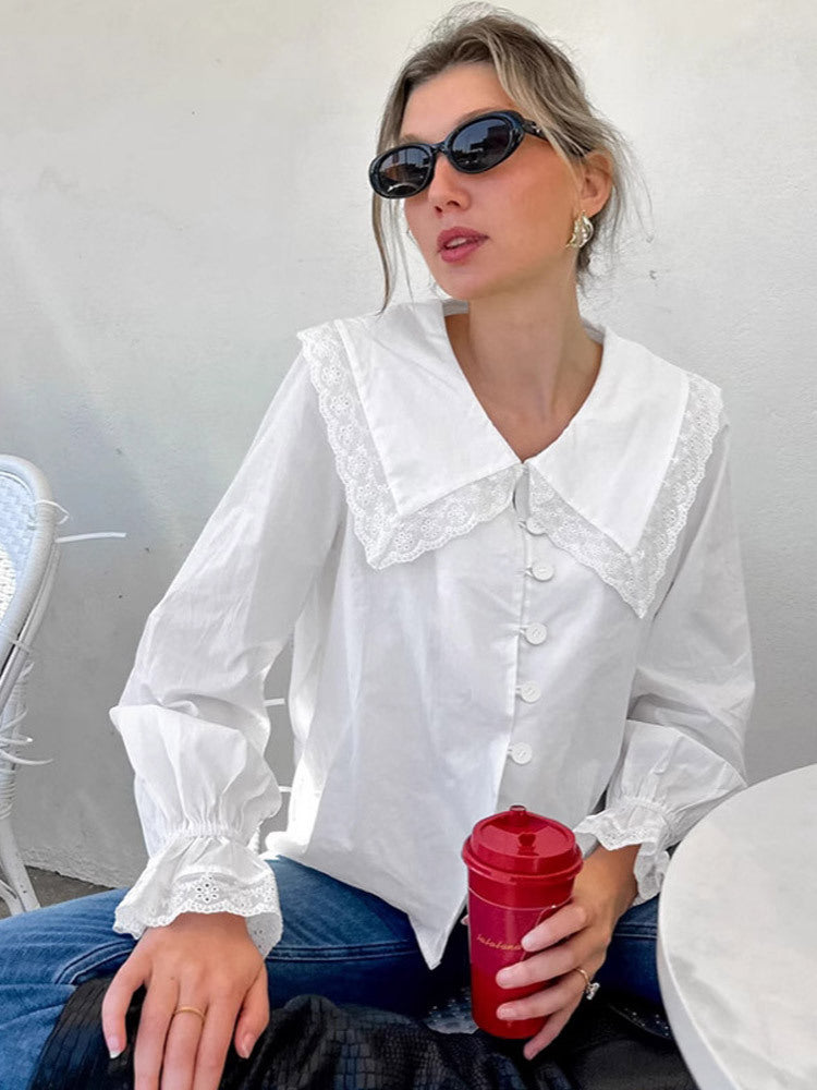 Women's Blouse with Large Lace Inserts