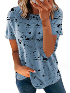 Women's Creative Short-Sleeve T-Shirt with Modern Splatter Design