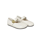 Women's Ballet Flats with Elegant Strap and Gold Buckle