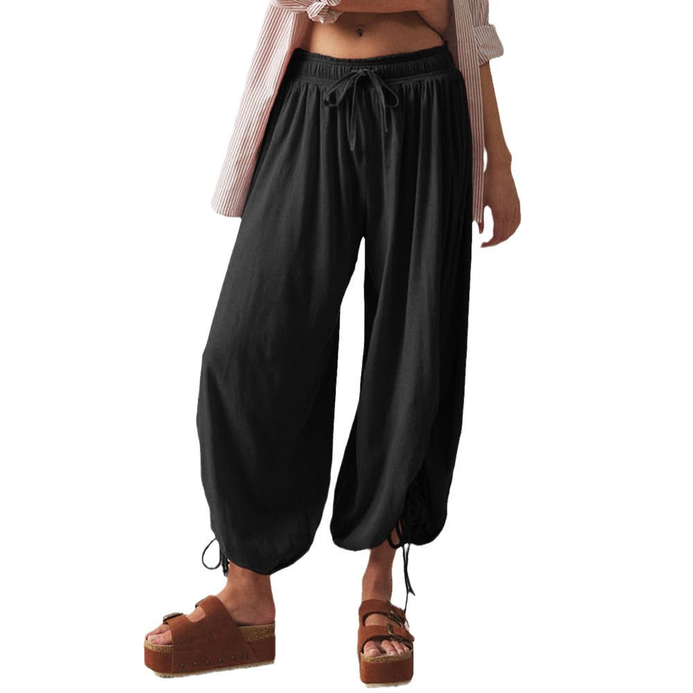 Comfortable Harem Pants with Ruffle Details