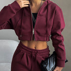Women's Cropped Hoodie and Comfortable Joggers Set