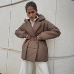 Elegant Padded Jacket with Waist Belt