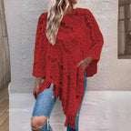Elegant Poncho with Decorative Crochet Pattern