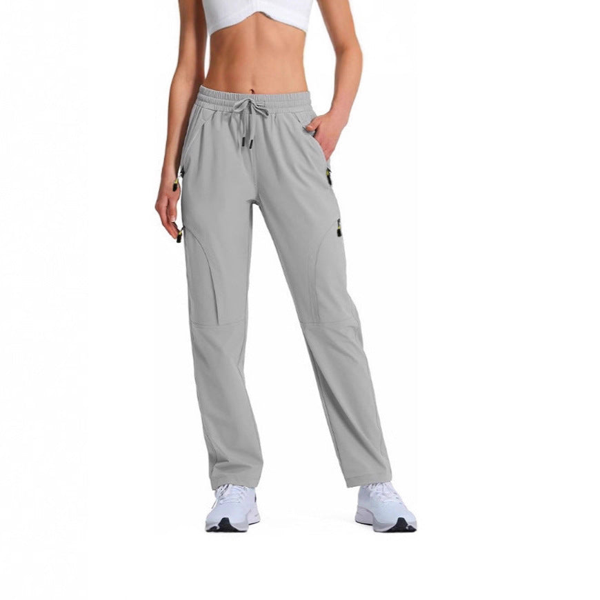 Women's Cargo Pants with Side Pockets and Elastic Waistband