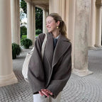 Women's Elegant Warm Wool Jacket with Lapel Collar