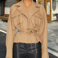 Women's Elegant Jacket with Fitted Silhouette and Pockets