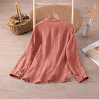 Women's Casual Textured Blouse with Button Detail