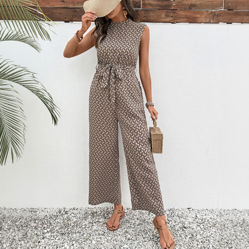 Elegant Open-Back Jumpsuit with Waist Belt