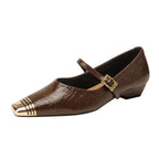Women's Ballerina Flats with Strap and Block Heel